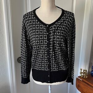 Premise Black and White Diamond Knit Cardigan